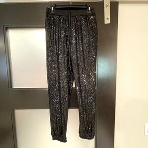 Gibson & Latimer Black Sequin Joggers M NWT